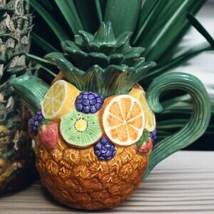 Fitz and Floyd Tango Pineapple Collection Teapot with Lid RARE Vintage